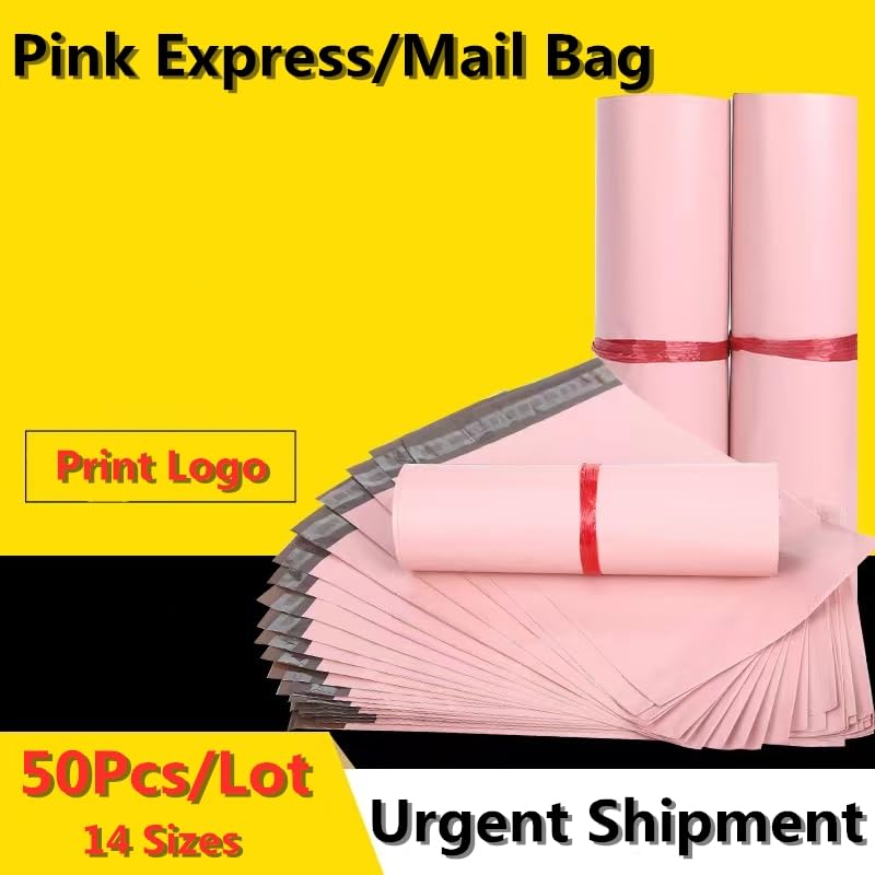 Sacs postaux, Lot de 50 Sacs postaux Roses en polyéthylène, étanches et Auto-adhésifs, de Plusieurs Tailles(40x55cm 50pcs)