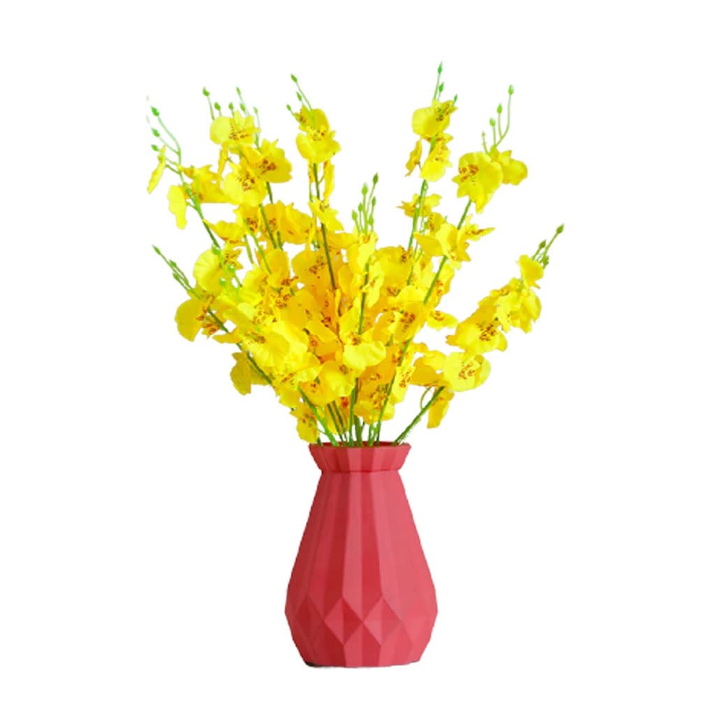 Decorazioni Domestiche Ballando Orchidea Fiore Artificiale con Vaso di Vetro Matrimonio Decorazione della casa in Seta Festival Festival Festival Festival Fiori Finti(Rot)