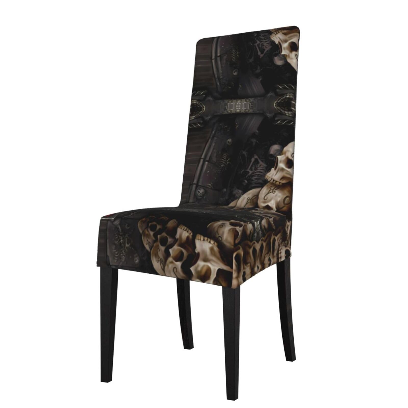YYHWHJDE Skulls Prints Dining Chair Throw Covers - Stretchable Slipcovers, Ideal for Renewing Furniture & Protecting from Kids & Pets!