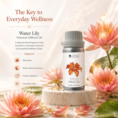 Image of Sage Apothecary Waterlily Diffuser Oil Natural Aromatherapy Oil for Sleep and Relaxation - 125 ml