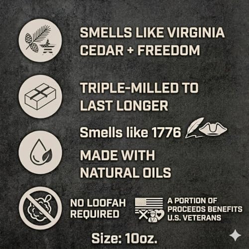 Image of Duke Cannon Supply Co. American Legend Jeep Bar Soap for Men, Virginia Cedar Scent, Triple Milled, 10 oz, Long Lasting, Natural Oils, Supports U.S. Veterans