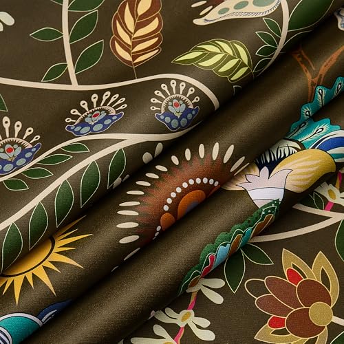Image of XiDi Boho Blackout Floral Curtains 84 Inches Long for Living Room 2 Panels