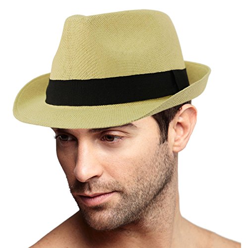Epoch Unisex Basic Cool Lightweight Summer Derby Fedora Trilby Adjustable Hat Natural #TOP1