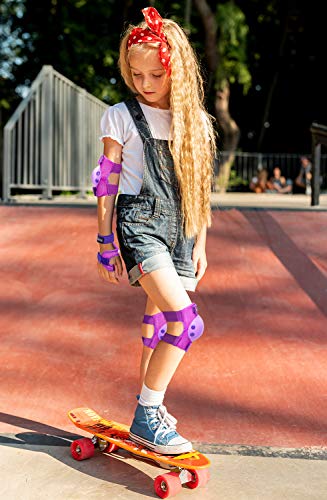 Knee Pads Kids/Youth, 6-in-1 Sports Knee Elbow Wrist Pads Guards, Safety Protective Gear for Roller Skates Cycling BMX Bike Skateboard Inline Skatings Scooter Riding and Other Extreme Sports