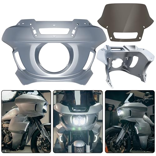 Advanblack Low Rider ST Fairing Front Headlight Fairing Compatible with Harley Low Rider Lowrider S, Road King, Street Bob, Fat Bob & Dyna (Barracuda Silver)
