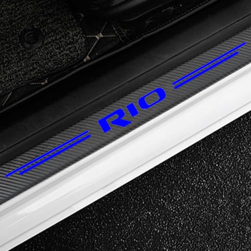 KLHYWEN 4 Piezas Pegatina para Umbral de Coche para KI-A Rio, Película Protectora Estribos Fibra Carbono Autoadhesivo Puerta Guardias del Borde Decoración Accesorios,Blue