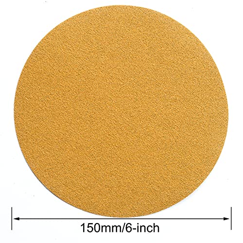 Image of 6-Inch No-Hole Hook and Loop Sanding Discs 100-Grit, Random Orbital Sandpaper for Automotive and Woodworking, 100-Pack