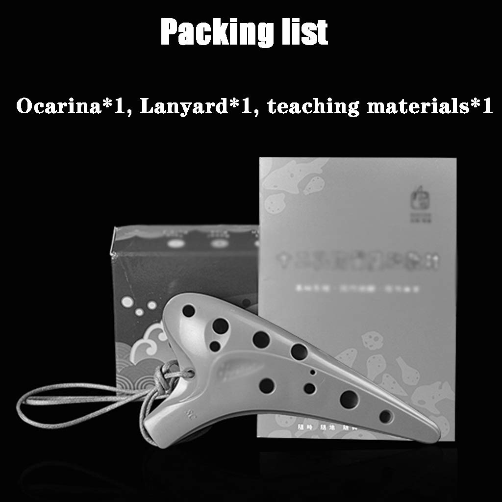ocarina, Ocarina anti-caduta in plastica con tono acuto a 12 fori, regalo di compleanno, cordino e materiale didattico(Orange)