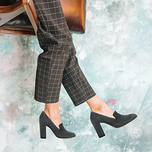 Image of MOOMMO Women Chunky Block Heel Pumps Closed Round Toe Slip On Oxford Loafers Shoes High Heels Snakeskin Work Pump Suede Loafer for Office Ladies Classic Formal Business Professional Fall 4-13 M US