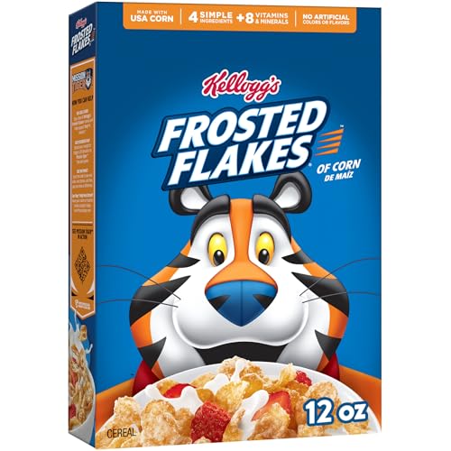 Kellogg's Frosted Flakes Breakfast Cereal, Fat Free, 12 oz