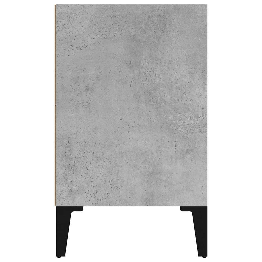 Stolik nocny, betonowy szary z metalowymi nogami, 40 x 30 x 50 cm, wąska szafka nocna z dwoma przegródkami, nowoczesny stolik pomocniczy do sypialni, salonu, pokoju dziecięcego