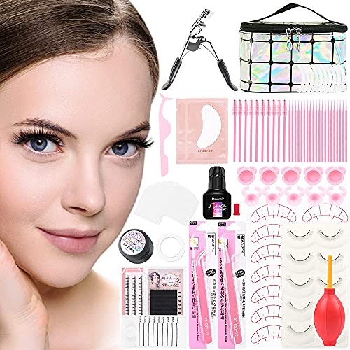 DouborQ 21 Pcs Eyelash Extension Practice kit,False Eyelashes Glue Tool Exercise Set for Makeup Practice Eye Lashes Graft (Silver)