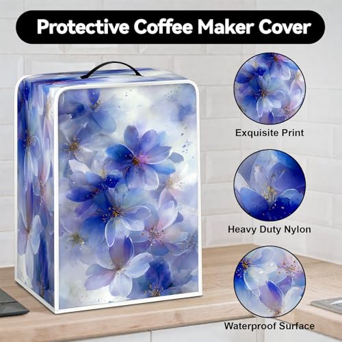 Image of Universal Coffee Maker Cover, Durable Polyester Lightweight Long-Lasting Dustproof Cotton Blend Appliance Protector for Kitchen Countertops (Blue)