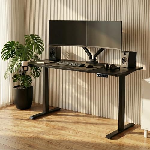 Image of Velocity Electric Height Adjustable Desk for Office Work | 80 Kg Weight Capacity | 5 Year Warranty | Sit-Stand Ergonomic Table | 3 Memory Preset (Matt Black, Table top - 100cm)