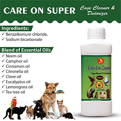 Image of Pet Care International (PCI) Care on Super || Cage Cleaner, Disinfectant || Provide Healthy & Clean Cage to Birds, Dog, Cat, Hamster, Rabbit, Guinea Pig, Reptiles, Iguana (500ML, Care on Super)