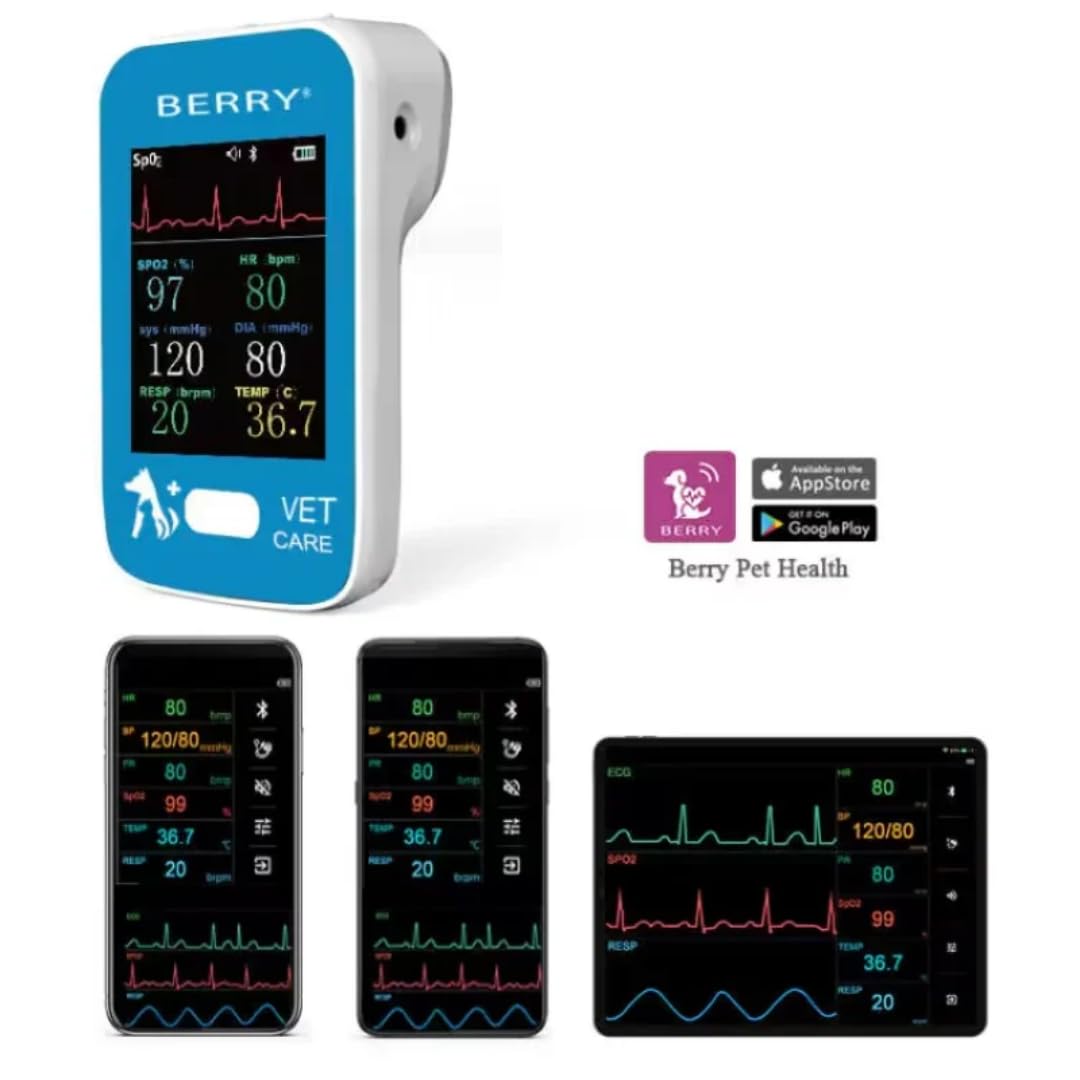 Monitor para perros o gatos, spo2, frecuencia de pulso, BP, monitoreo de temperatura, Berry nuevo modelo AM6200, monitor de paciente veterinario