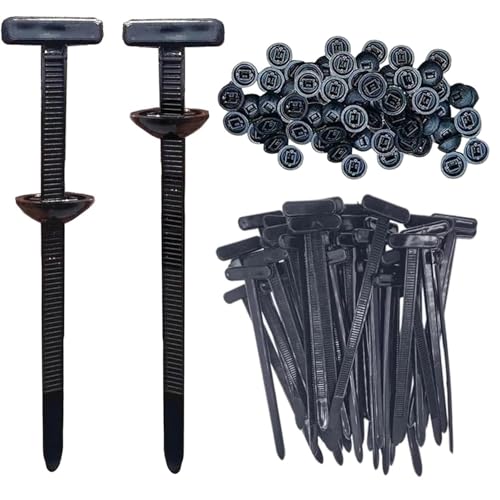 50 Pcs Nylon Universal Cable Tie Buckle Multifunctional Nylon Zip Tie With Pin & Button Cars Heavy Duty Self-Locking Nylon Zip Ties Holder Cable Fixion Tools Fasteners UV Resistant Zipties (50 pcs)