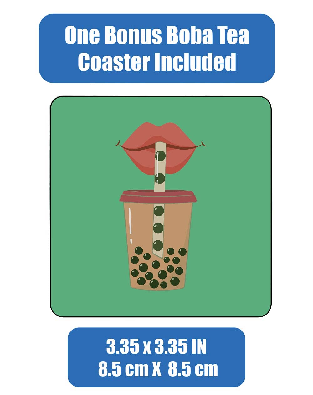 Portable Coffee & Boba Cup Sleeve Strap w/Straw Loop (Coffee Pattern Blue)