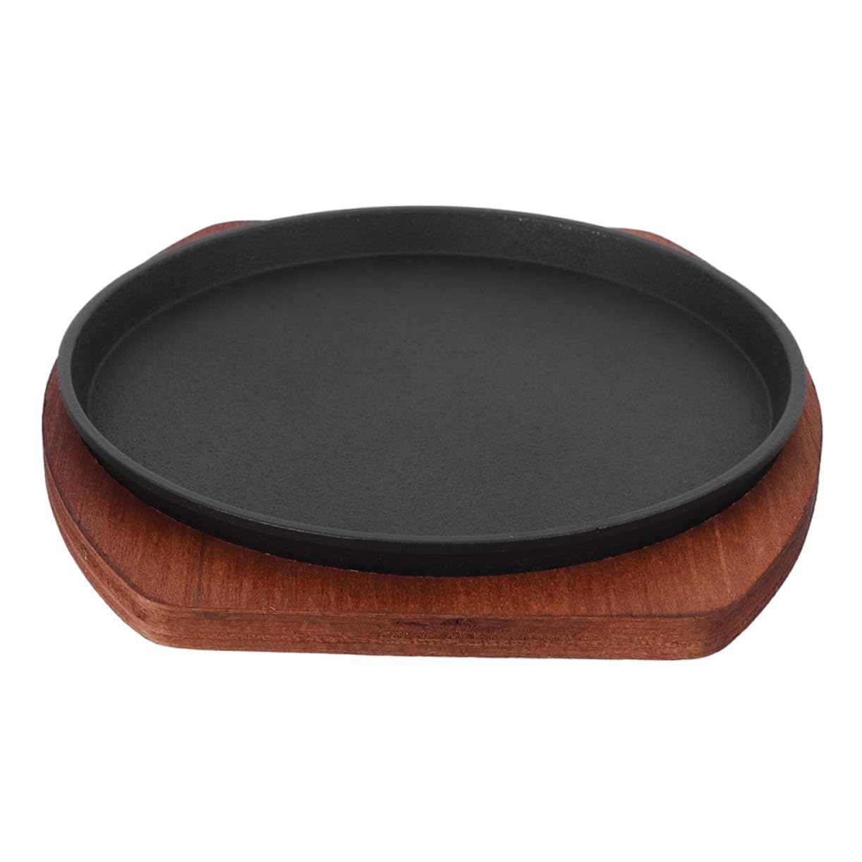Poêle à griller en fonte de 23 cm TOYANDONA avec son support en bois isolant