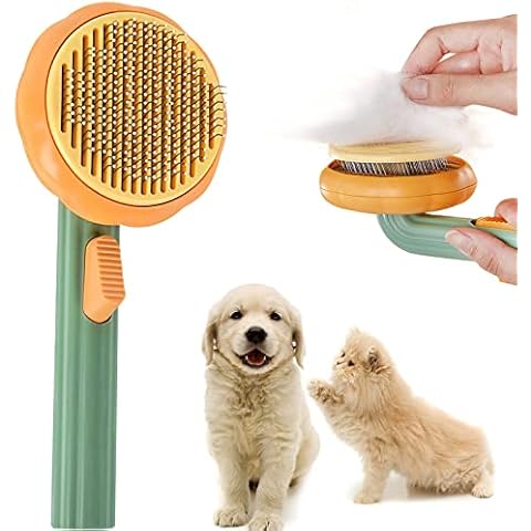 AKOFIC Pet Pumpkin Brush, Dog Cat Grooming Self Cleaning Slicker Brush for Puppy Rabbit, Cat Brush Dog Comb Brush Gently Removes Loose Underlayer Mats Tangled Hair for Pets with Long or Short Hair Cover