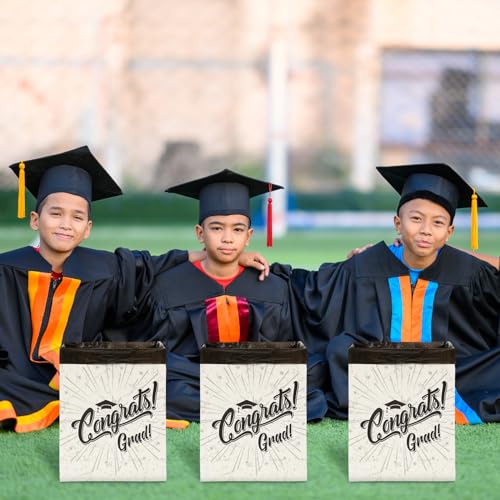 Yoande 12 Pcs Graduation 13 Gallon Disposable Trash Cans Graduation Trash Bins with 15 Pcs Garbage Bag 1 Roll Double Sided Tape Congrats Grad Garbage Can Class of 2026 Party Supplies by Yoande - Used condition - Image 6
