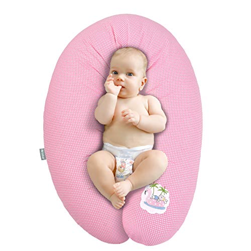 Sei Design Coussin d'allaitement de qualité, Oreiller de Grossesse, 170 x 30cm | Remplissage: Boules de Fibres 3-D, testées et certifié Ökotex. Taie avec Zip et Broderie de Haute qualité