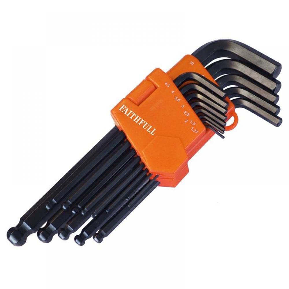Ball End Long Arm Hexagon Key Set, 13 Piece (1.3-10mm), Multi-coloured