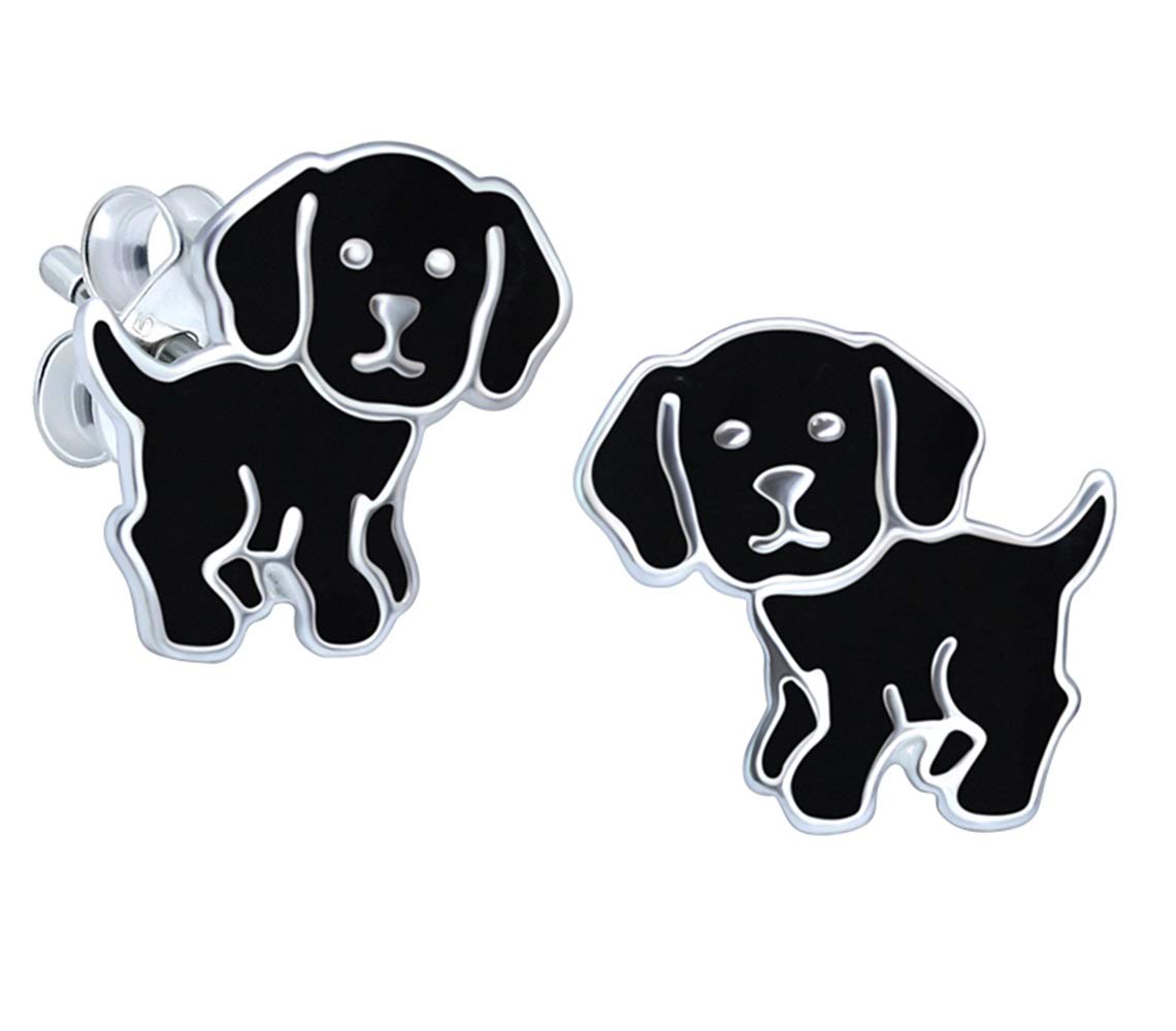 Katy Craig, Sterling Silver Black Labrador Dog Earrings, Dog lovers Gifts