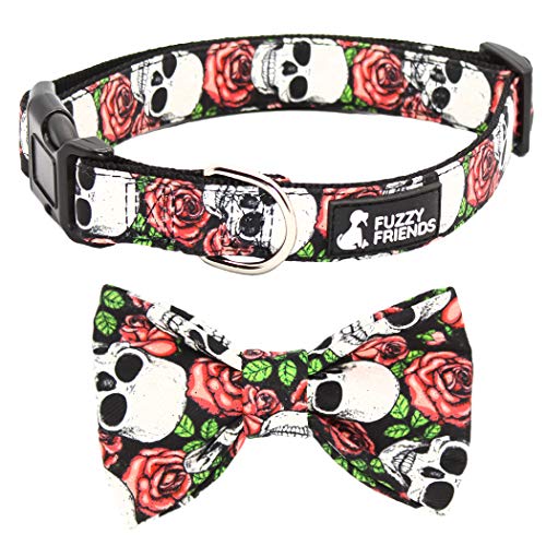 The Best Badass Dog Collars 11 Sugar Skull and Roses Dog Bow tie Collar with Optional ...