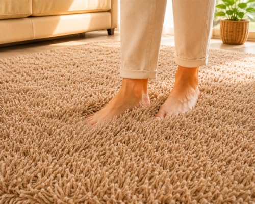 Image of Shaggy Carpet 3x5 Ft for Living Room & Bedroom (Gold)
