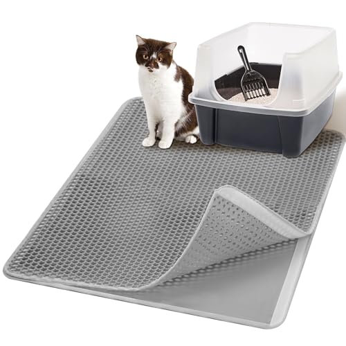 Cat Litter Mat, 30"x 24" Honeycomb Cat Litter Trapping Mat, Detachable Double Layer Cat Litter Box Mat, Urine Proof Waterproof Kitty Litter Mat, EVA Cat Litter Catcher Mat, Easy Clean, Washable, Gray - image 7