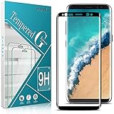  Slanku Protector de pantalla de vidrio templado compatible con Samsung Galaxy S8, curvo 3D, transparente HD, resistente a rayones, sin burbujas, fácil de instalar