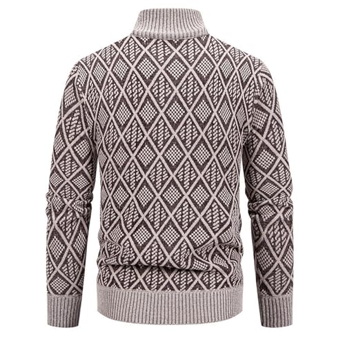 Men Full Zip Cardigan Sweater Slim Fit Stand Collar Zipper Sweater Fall Winter Knitwear Trend Casual Printed Sweaters4