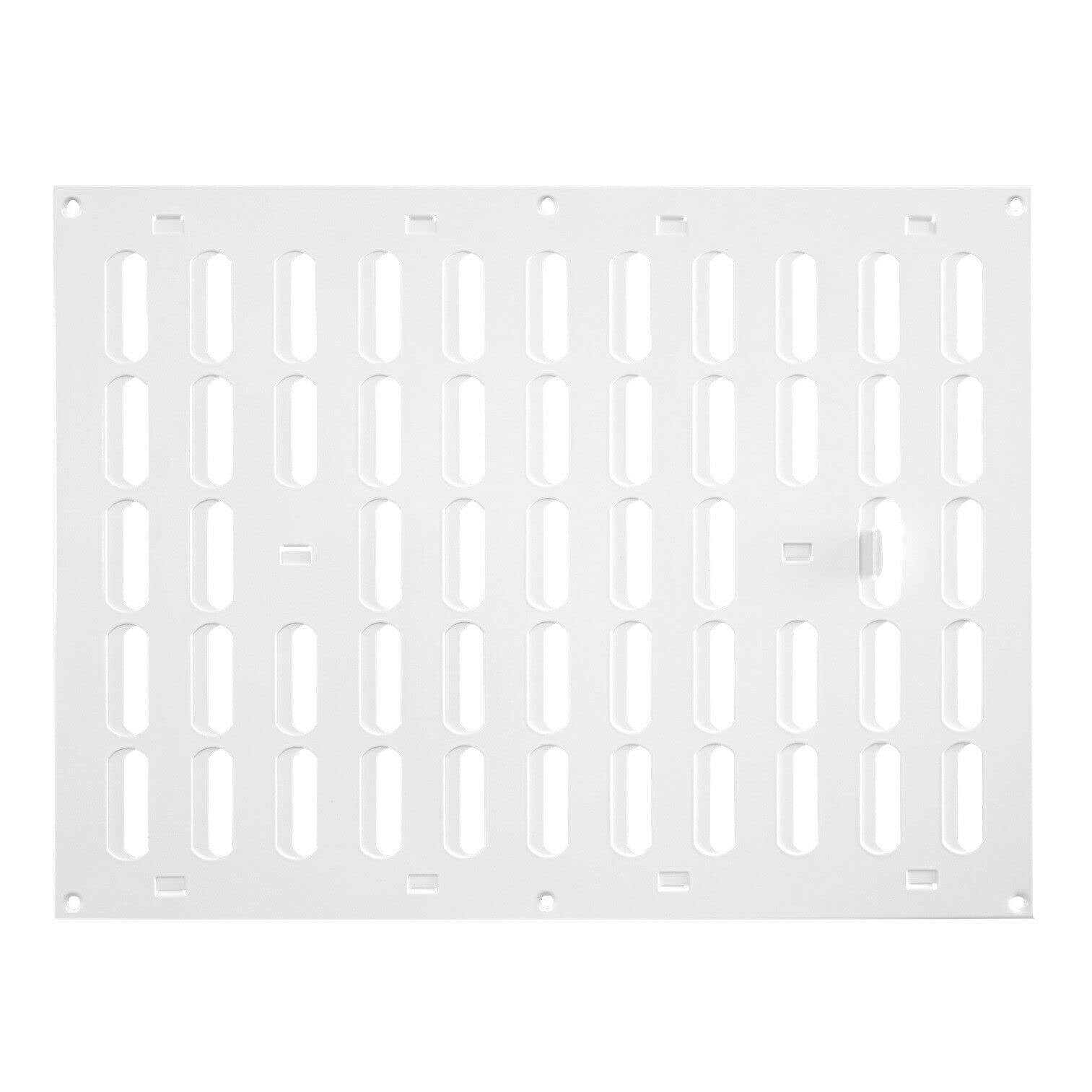 Prostko White Metal Air Vent Grille / 400mm x 300mm / with Adjustable Shutter/Modern Rectangular Flat Louvre Duct Cover
