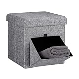 Moderno: puff asiento almacenaje de lino para el salón, el dormitorio o el pasillo; modelo gris