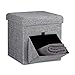 Relaxdays Taburete Almacenaje, Puff Asiento Almacenamiento, Reposapiés, con Tapa y Puerta, Lino, 1 Ud, 38 x 38 cm, Gris