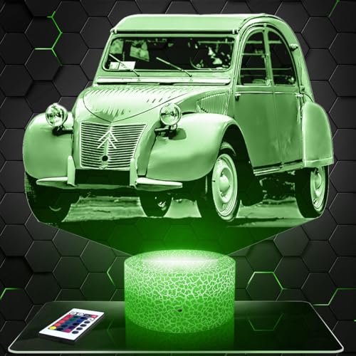 Lampephoto.fr - Lampe 3D Voiture 2 CV, Idée Cadeau Fan de Voiture, Veilleuse Tactile Led, Effet Hologramme 3D, Idée Cadeau Noël Anniversaire Garçon et...