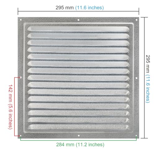 Metal Air Vent Cover, Galvanised Steel Ventilation Grille with Insect Mesh, Indoor & Outdoor Vent Grid, Low‑Profile 8 mm - Image 2