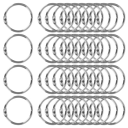 Lanovuto 40 Pièces Anneaux de Reliure, 25mm Anneau Articulés Métalliques, pour Livre Classeur, Cahier, Scrapbooking, Albums