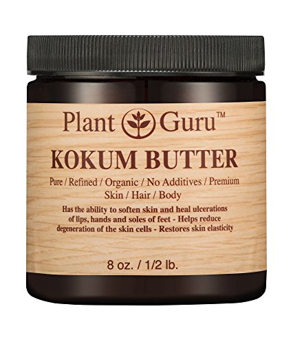 Raw Kokum Butter 8 oz. Jar - 100% Pure Natural Cold Pressed - Great for Skin, Body and Hair Moisturizer, DIY Creams, Balms, Lotions and Soap Making.