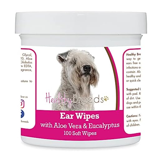 Healthy Breeds Soft Coated Wheaten Terrier Ear Cleaning Wipes with Aloe & Eucalyptus for Dogs 100 Count