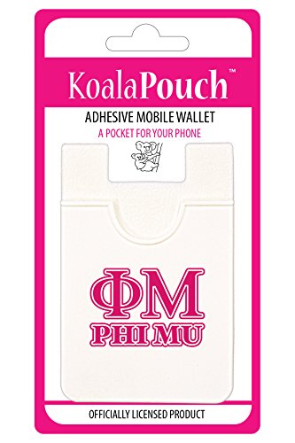 Sorority Shop Phi Mu - Koala Pouch - Adhesive Cell Phone Wallet with Phi Mu Greek Letter Design