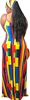 Vista 3 de BFFBABY Womens Summer Suspender Maxi Dress Plus Size Striped Printed Sleeveless with Pockets and Belt