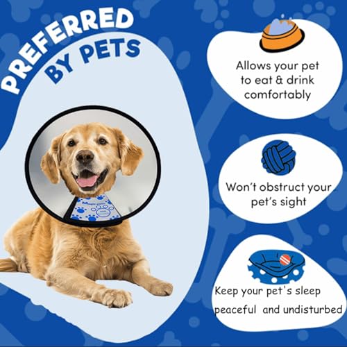 Image of Soft Plastic Recovery Cone Collar for Dogs After Surgery Wound Care - Adjustable Collar Prevents Licking & Biting, Fits French Bulldog Puppy, Shih Tzu, Bichon Frise, Yorkie (Neck:9-11.4in)