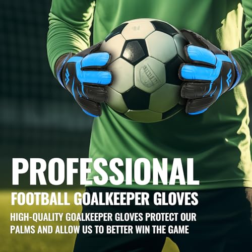 Malker Goalkeeper Gloves Football Gloves with Super Grip Palms Non-slip Abrasion-resistant Latex Palm Double Layer Wristband Protection Soccer Goalie Glove for Kids Youth Adult Blue Size 8 Malker Goalkeeper Gloves Football Gloves with Super Grip Palms Non-slip Abrasion-resistant Latex Palm Double Layer Wristband Protection Soccer Goalie Glove for Kids Youth Adult Blue Size 8