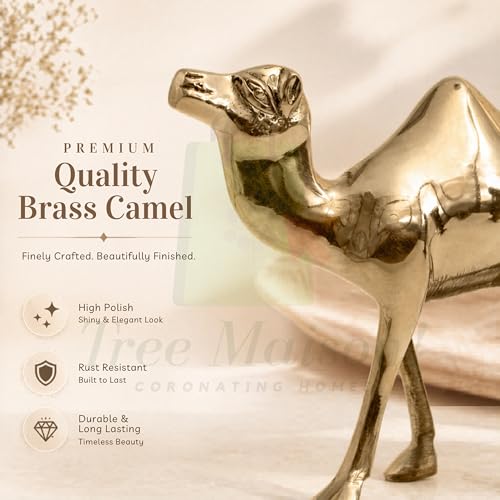 Image of Brass Camel Plain Statue | Weight - 710 G Approx | 6 Inch Approx | Vastu Brass Showpiece for Home| Camel Statue for Vastu | (Zonal Placement-W,WNW)