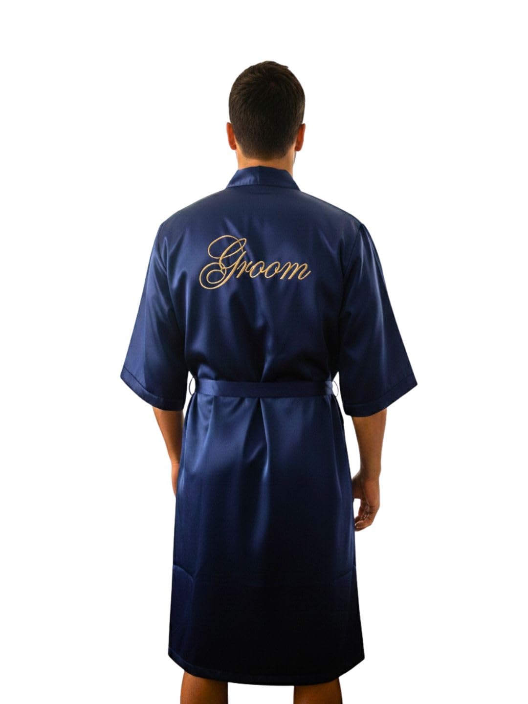 Luxury Silk Satin GROOM Robe in Royal Blue for Men