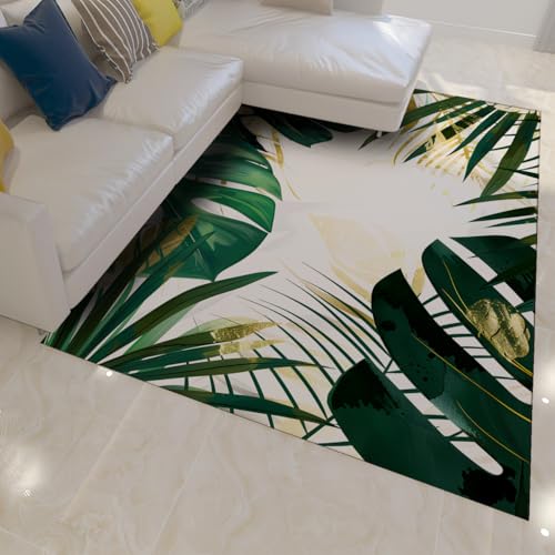 Tapis 100x150cm salon lavable machine mince antidérapant vert