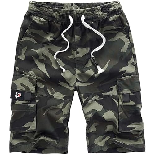 APTRO Men's Cargo Shorts Drawstring Casual Cotton Big & Tall Work Shorts