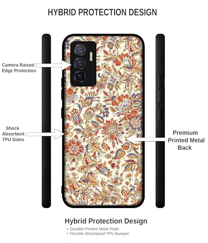 Image of Floral Design Premium 2D Printed Metal Back Case Cover for Vivo V23E 5G / Y75 4G, Multicolor